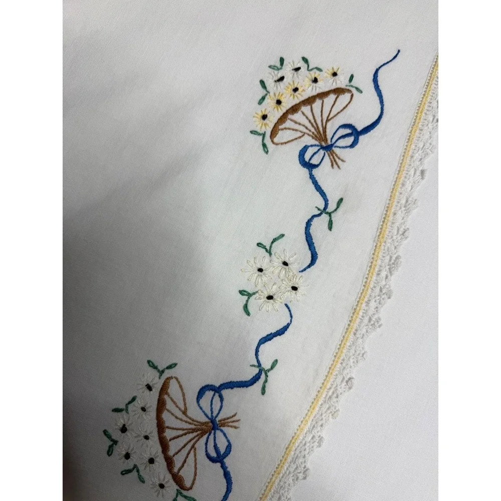 Vintage Embroidered Linens Lot 5 Dresser Shawls Runner Floral Morning Glory Lace